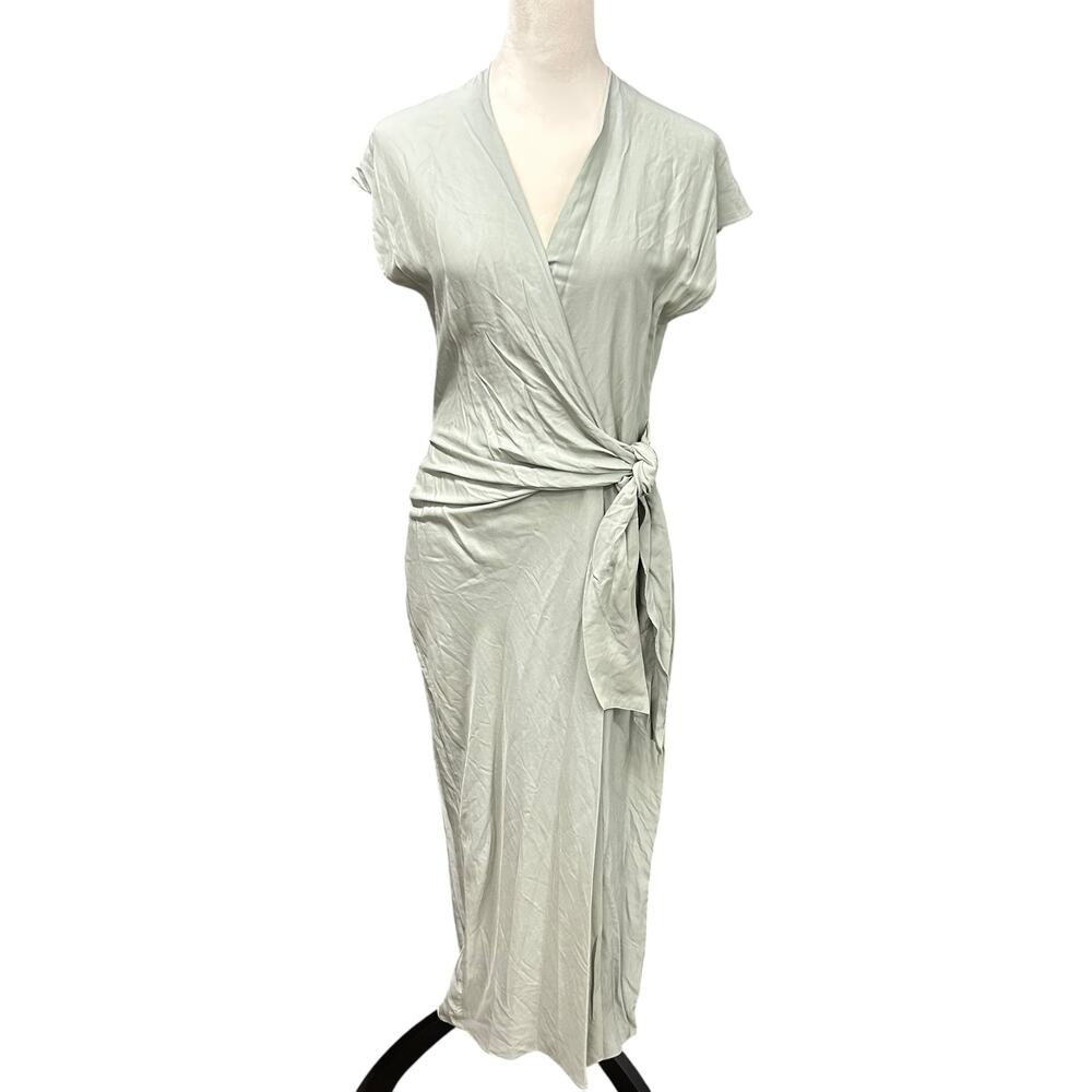 Green Tie Front Maxi Dress‎ S Romantic Minimalist Resortwear Evening lightweight